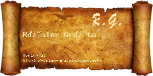 Rösler Gréta névjegykártya